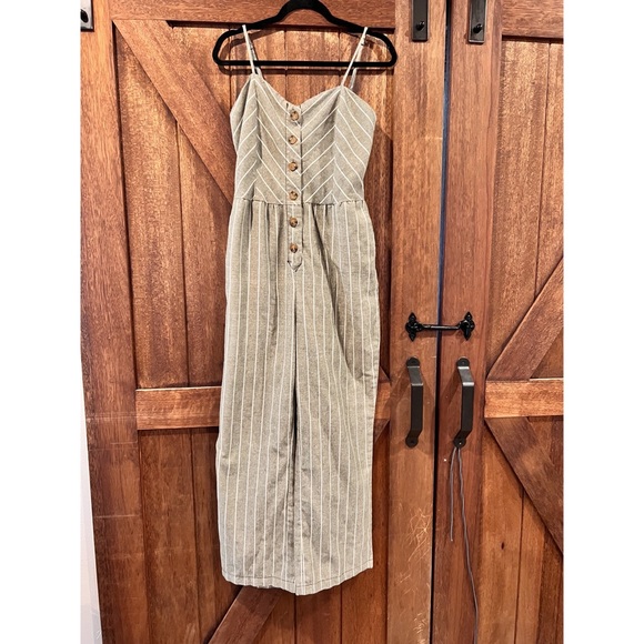 Ci Sono Green Linen Jumpsuit - Picture 1 of 5